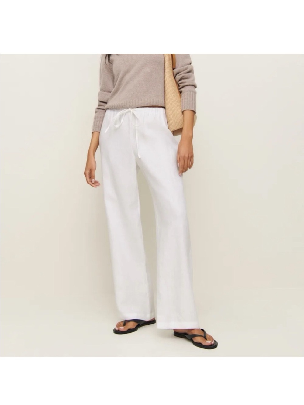 NWT Reformation Olina Linen Pants White Drawstring Lightweight XS